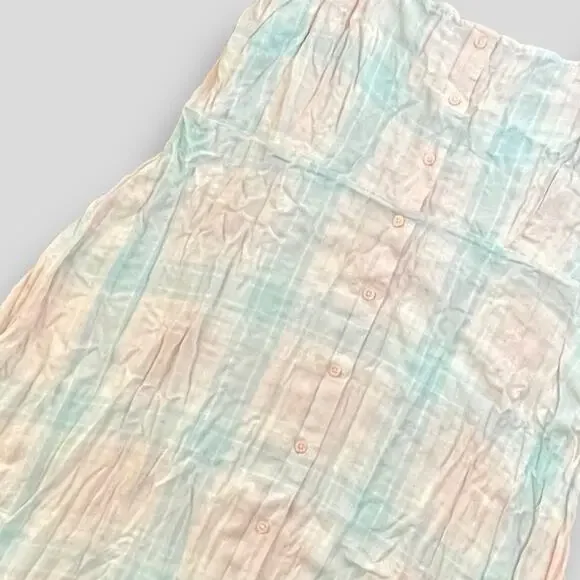 ABOUND PLAID NWOT BOHO RAYON BUTTON DOWN DRESS PINK GREEN 2X - Picture 5 of 8